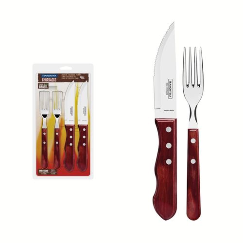 Juego De Cubiertos Jumbo Para Asado Polywood Tramontina Bordo 4 Piezas