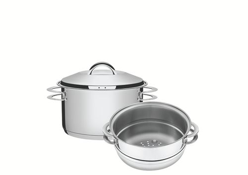 Juego Coxi Vapor Tramontina Solar De Acero Inoxidable Triple Fondo 2 Piezas 16 Cm 1,80 L