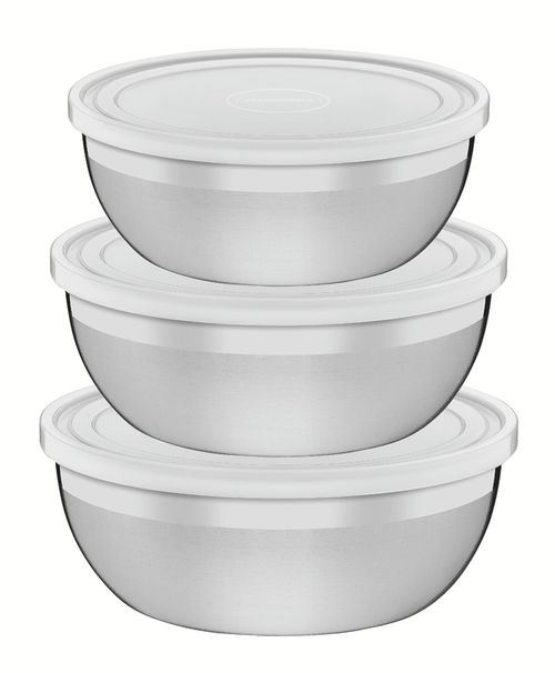 Juego De Potes Tramontina Freezinox De Acero Inoxidable Con Tapa Plastica, 3 Piezas
