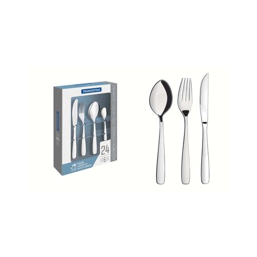 Juego De Cubiertos De 24 Piezas Tramontina Amazonas De Acero Inoxidable Con Cuchillos Para Asado