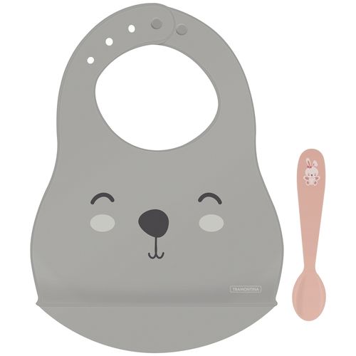 Kit De Babero Y Cuchara Infantil Tramontina Le Petit 02 Piezas
