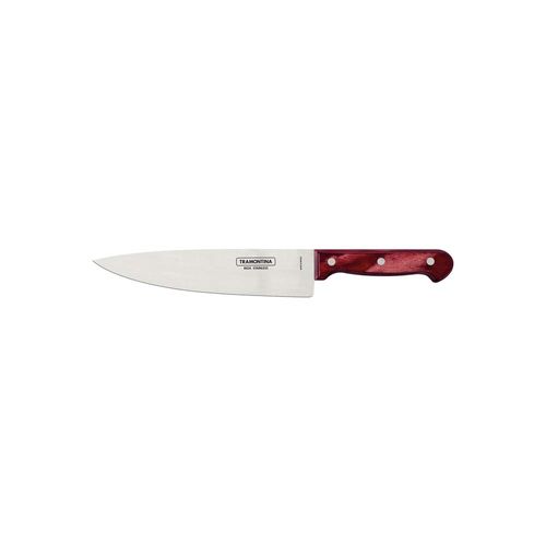 Cuchillo Chef Tramontina Polywood Con Lamina De Acero Inoxidable Y Mango De Madera 8"