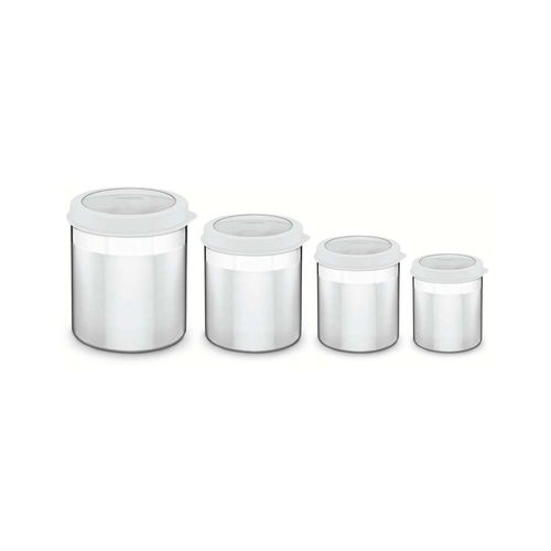 Juego De Potes Tramontina Cucina De Acero Inoxidable Con Tapa Plastica Con Visor 4 Piezas
