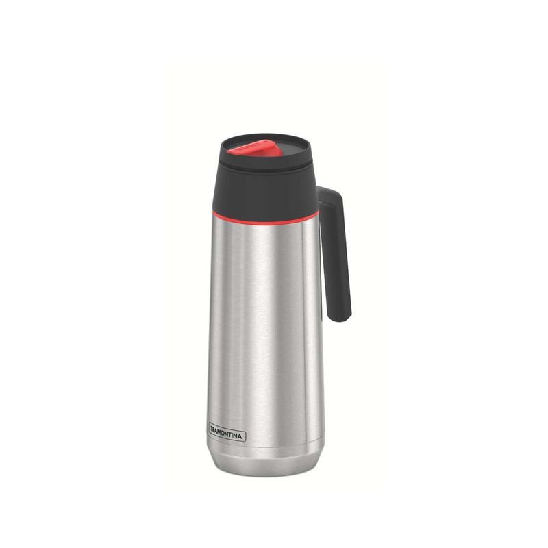 Carafe Isotherme Tramontina EXATA 1L Noire Avec Mug - Bec Verseur 360°, Intérieur Verre