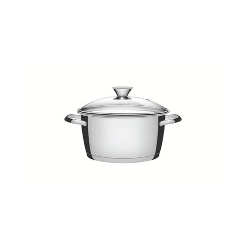 Cacerola Honda Allegra De Acero Inoxidable Con Fondo Triple Y Tapa De Vidrio De 20 Cm Y 3,1 L Tramontina