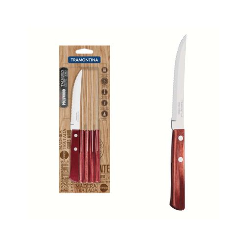 Juego De Cuchillos Para Asado Tramontina Polywood Bordo 6 Piezas