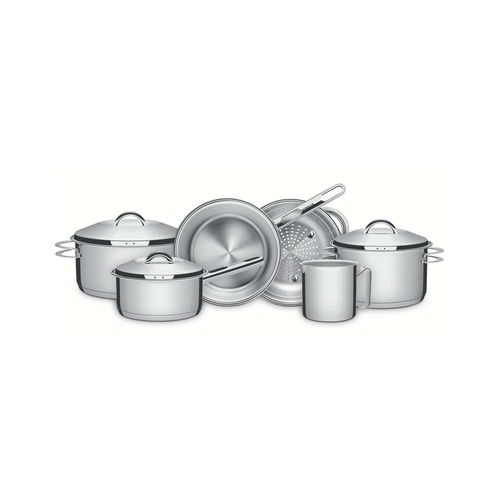 Juego De Ollas Con Hervidora Tramontina Solar De Acero Inoxidable Triple Fondo 6 Piezas