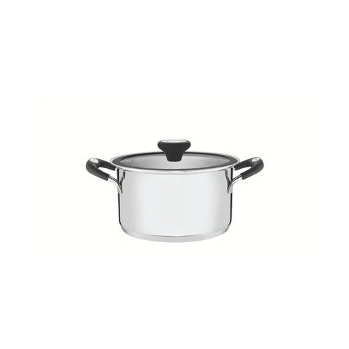 Cacerola Honda Tramontina Solar Silicone Triple Fondo De Acero Inoxidable Con Tapa De Vidrio 20 Cm 3,60 L