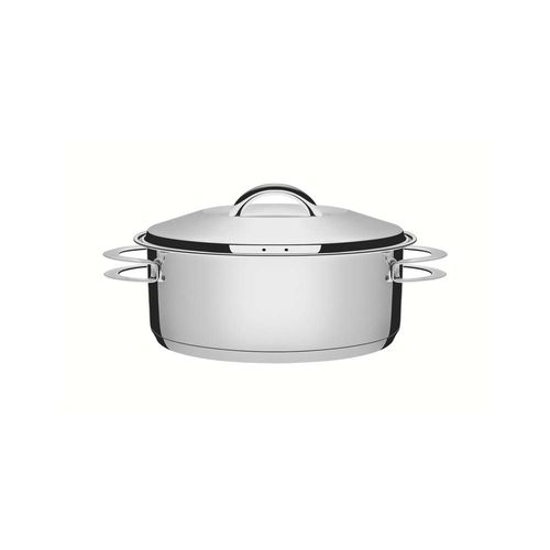 Cacerola Baja Con Asas Tramontina Solar Triple Fondo De Acero Inoxidable 24 Cm 4,70 L