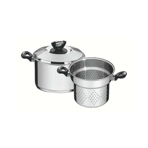 Juego Coxi Pasta Tramontina Solar Baquelita De Acero Inoxidable Triple Fondo 2 Piezas 24 Cm 7,80 L