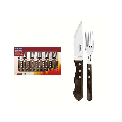 Juego De Cubiertos Asado Jumbo 12 Piezas Oscuro Polywood Tramontina