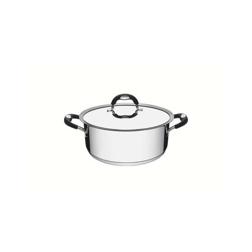 Cacerola Baja Tramontina Solar Duo Silicone Triple Fondo De Acero Inoxidable 20 Cm 2,80 L