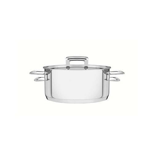 Cacerola Baja Tramontina Brava Triple Fondo De Acero Inoxidable 24 Cm 4,80 L