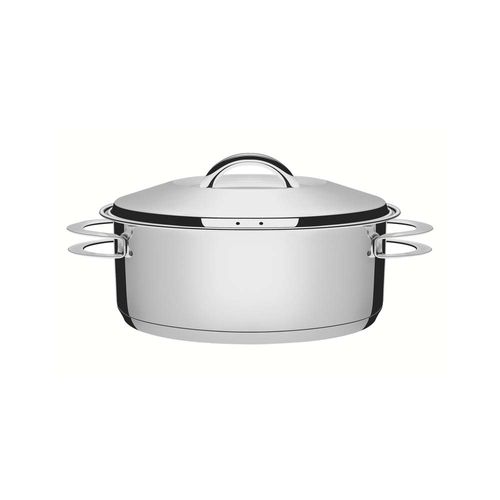 Cacerola Baja Con Asas Tramontina Solar Triple Fondo De Acero Inoxidable 28 Cm 7,10 L