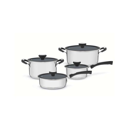 Juego De Ollas Tramontina Solar Ceramic Silicone Triple Fondo De Acero Inoxidable Con Ceramico Interno 4 Piezas