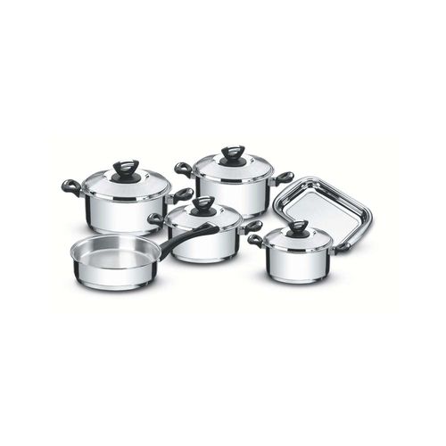 Juego De Ollas Tramontina Solar Baquelita De Acero Inoxidable Triple Fondo 6 Piezas