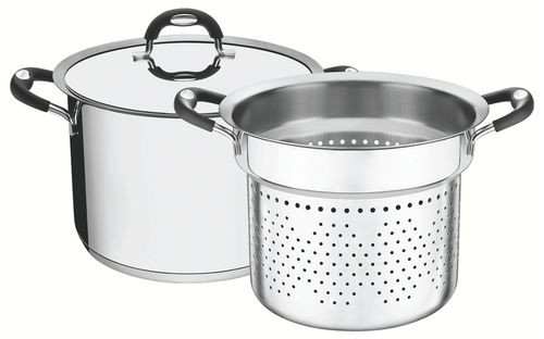 Juego Coxi Pasta Tramontina Solar Duo Silicone De Acero Inoxidable Triple Fondo 2 Piezas 24 Cm 7,70 L