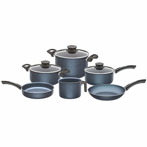 Juego De Ollas Tramontina Paris Granito Azul Starflon Max 9 Piezas