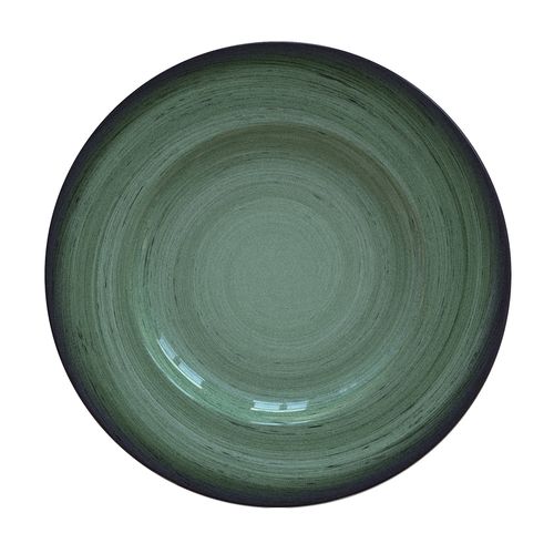 Plato Raso Tramontina Rústico Verde En Porcelana Decorada 27 Cm
