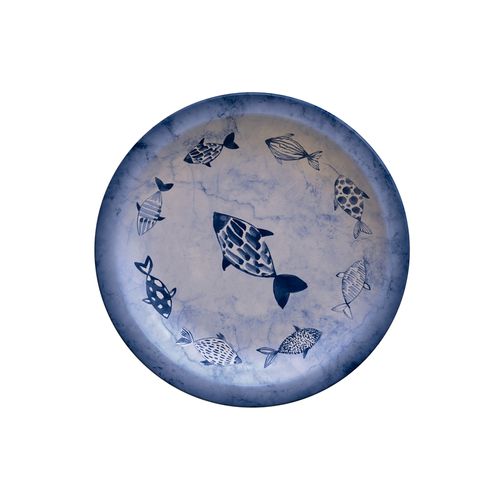 Plato Postre Tramontina Peixes En Porcelana Decorada 21 Cm