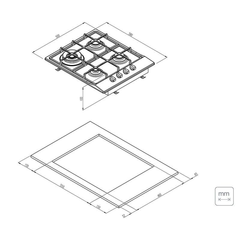 Placa de Cocina Tramontina a Gas 4 Hornallas 55cm