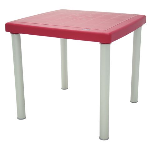 Mesa Tramontina Mona En Polipropileno Rojo Con Patas De Aluminio Anodizado