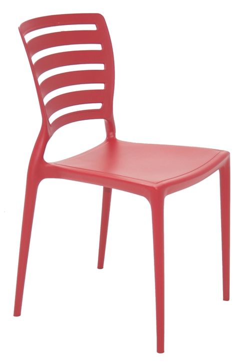 Silla Tramontina Sofia En Polipropileno Y Fibra De Vidrio Rojo Con Respaldo Horizontal