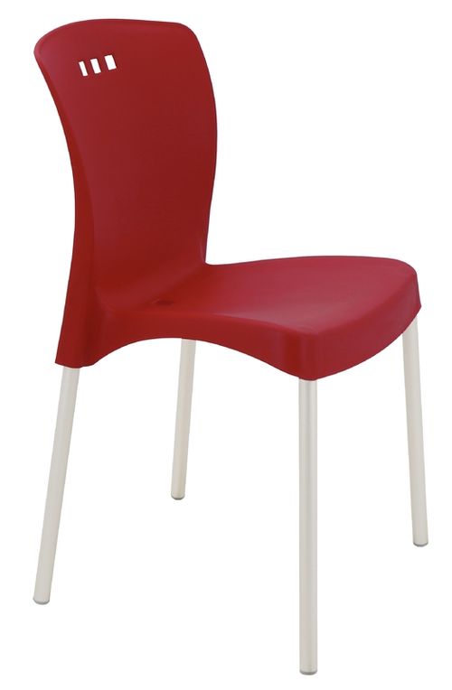 Silla Tramontina Mona En Polipropileno Rojo Con Patas De Aluminio Anodizado