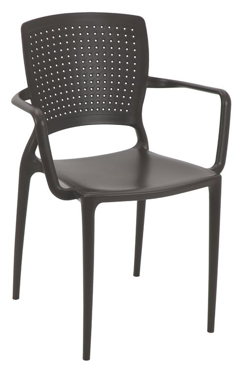 Silla Tramontina Safira En Polipropileno Y Fibra De Vidrio Con Brazos Marrón