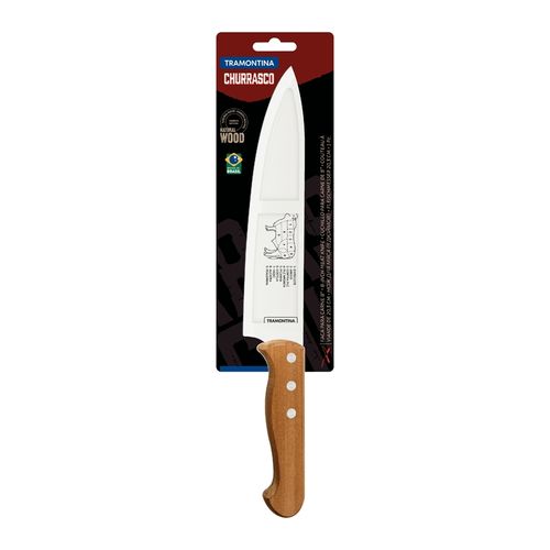 Cuchillo Para Carne Tramontina Churrasco Con Láminas De Acero Inoxidable Y Mango De Madera Natural 8"