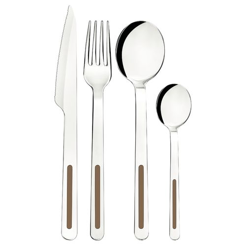 Juego De Cubiertos Tramontina Vik En Acero Inoxidable Con Detalles De Polipropileno Ágata 24 Piezas