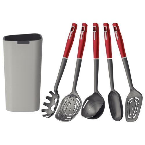 Juego De Utensilios Tramontina Verano Rojo Con Soporte 6 Piezas