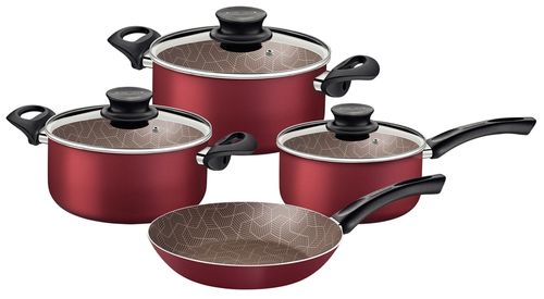 Juego De Ollas Tramontina Turim En Aluminio Con Revestimiento Interno Y Externo Antiadherente Rojo 7 Piezas