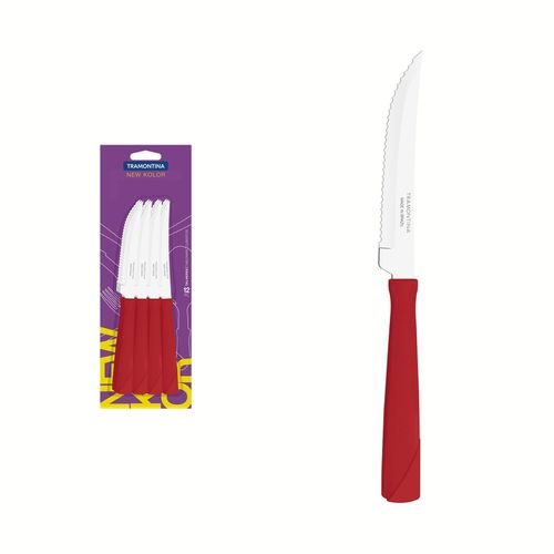 Cuchillo Asado Tramontina New Kolor Rojo (Docena)