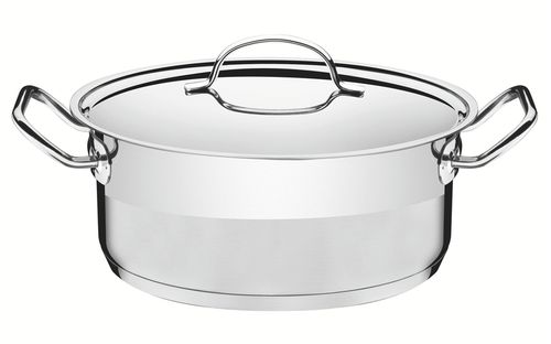 Cacerola Baja Tramontina Professional Triple Fondo De Acero Inoxidable 28 Cm 7,10 L