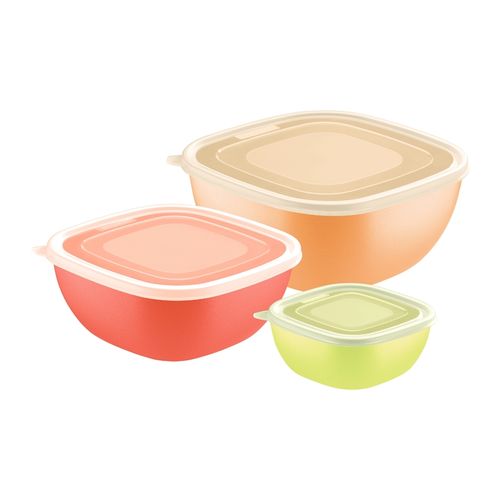 Juego De Potes Tramontina Mixcolor De Polipropileno De Colores Con Tapa Transparente 3 Piezas