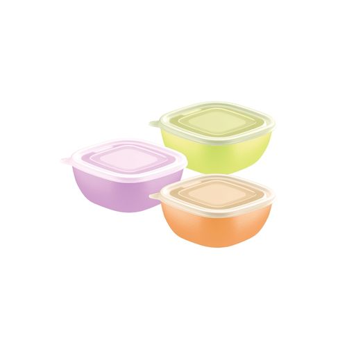 Juego De Potes Tramontina Mixcolor De Polipropileno De Colores Con Tapa Transparente 600 Ml 3 Piezas