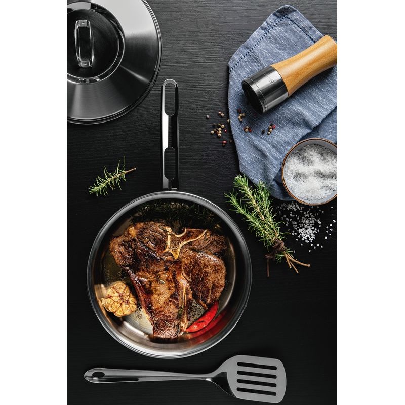 Tramontina Solar Stainless Steel Frying Pan Triple Bottom with Lid and Handle 24 cm 3.3 L 62500240