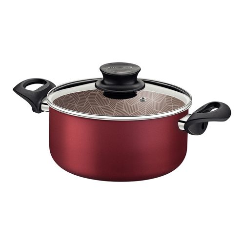 Cacerola Tramontina Paris Rojo con Tapa de Vidrio 26 cm 6,3 L