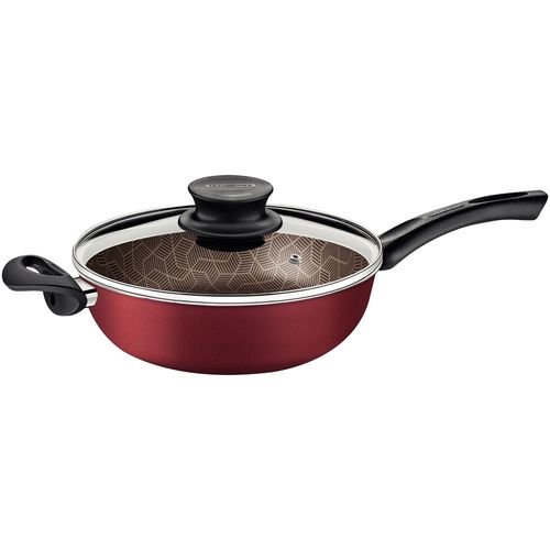 Sartén HondaTramontina Paris Rojo con Tapa de Vidrio 26 cm 3,6 L
