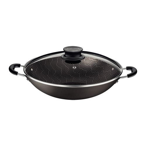 Wok Tramontina Paris Negro con Tapa de Vidrio 32 cm 4,4 L