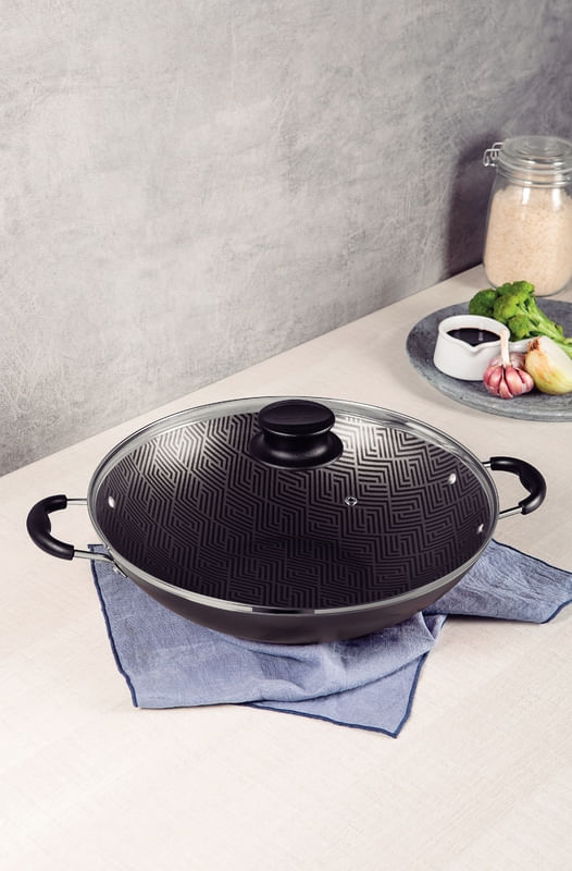 Belleza y Hogar - Sartén Tramontina Wok Capacidad de 28 cm . 3.3 litros Con  tapa de Vidrio Original Sellado, en caja. Visita mi página tenemos más  productos y ofertas:  Pedidos