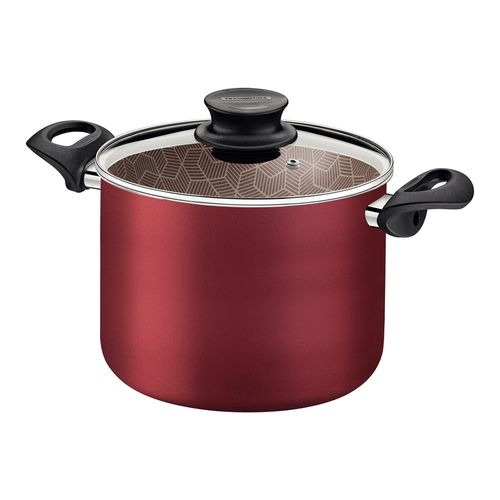 Olla Alta Tramontina Paris Rojo con Tapa de Vidrio 26 cm 9,6 L
