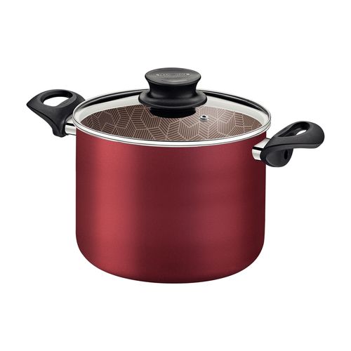 Olla Alta Tramontina Paris Rojo con Tapa de Vidrio 24 cm 7,1 L