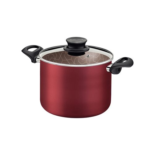 Olla Alta Tramontina Paris Rojo con Tapa de Vidrio 18 cm 3,1 L