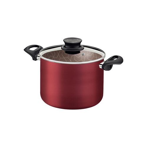 Olla Alta Tramontina Paris Rojo con Tapa de Vidrio 16 cm 2,1 L