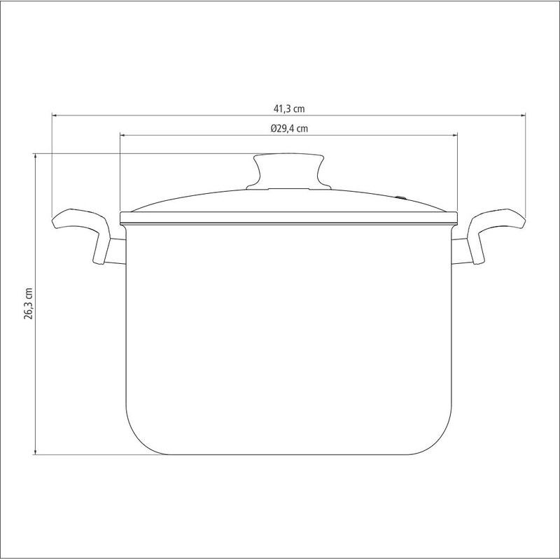 Olla 28cm Alta METALIC CRISTAL ALZA 15.1 Litros Tapa Cristal Full