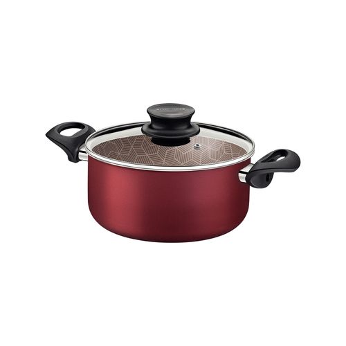 Cacerola Tramontina Paris Rojo Con Asas Y Tapa de Vidrio 18 cm 2,1 L