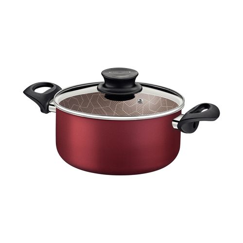 Cacerola Tramontina Paris Rojo Con Asas Y Tapa de Vidrio 22 cm 3,8 L