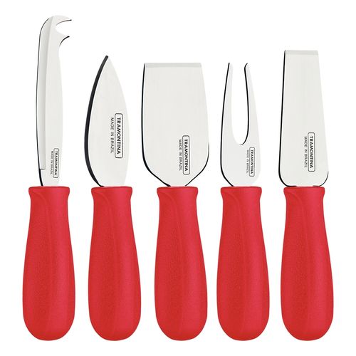 Juego Para Quesos Tramontina Harmoniza Rojo 5 Piezas